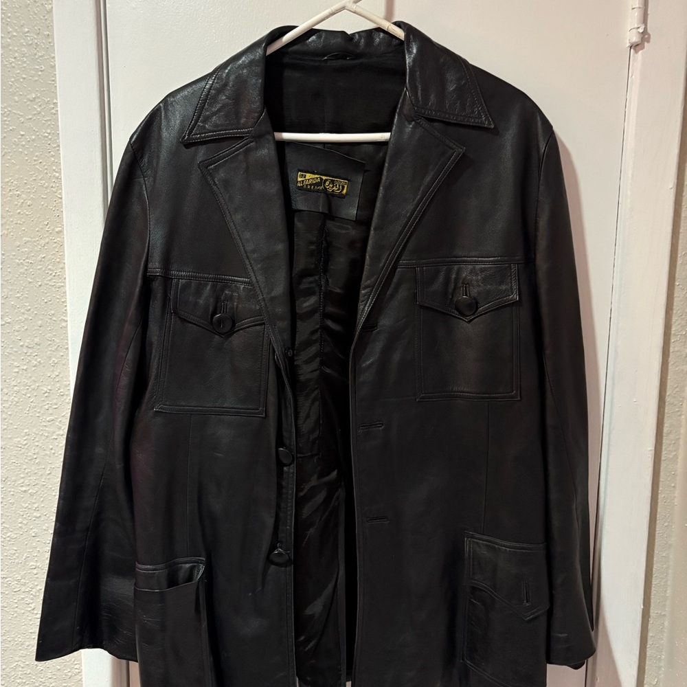Vintage Black Military Leather Jacket